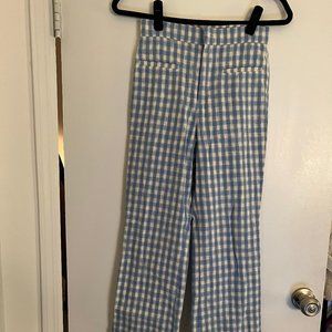 Zara Blue and White Gingham Pants